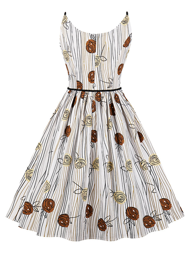 Cute Sleeveless A-line Round Neck Cotton Vintage White Juniors Homecoming Dress Back View
