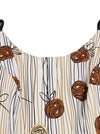 Sleeveless Round Neck Full Circle Juniors Calf Length Stripe Print Dress for Women Detail View