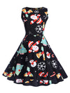 Sleeveless Vintage Fit and Flare Christmas Holiday Party Tea Dress Main View