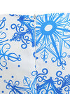 Blue Elegant Long Sleeves Snowflake Pattern Round Neck Tea Length Dress for Women Detail View