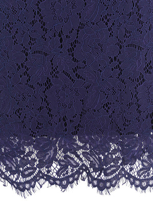 Elegant Lace Floral Sleeveless Bodycon Navy Pencil Sleeveless Blue Sheath Dress for Women Detail View