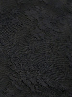Vintage Retro Babydoll Ruffle Satin Floral Lace Lined Tutu Skirt Dancing Petticoat Black Detail View