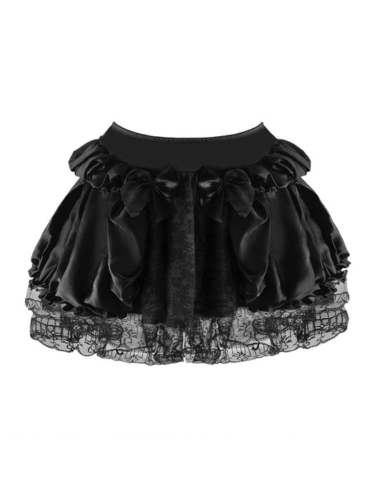 Vintage Ruffle Lace Satin Tutu Skirt Dancing Petticoat Main View