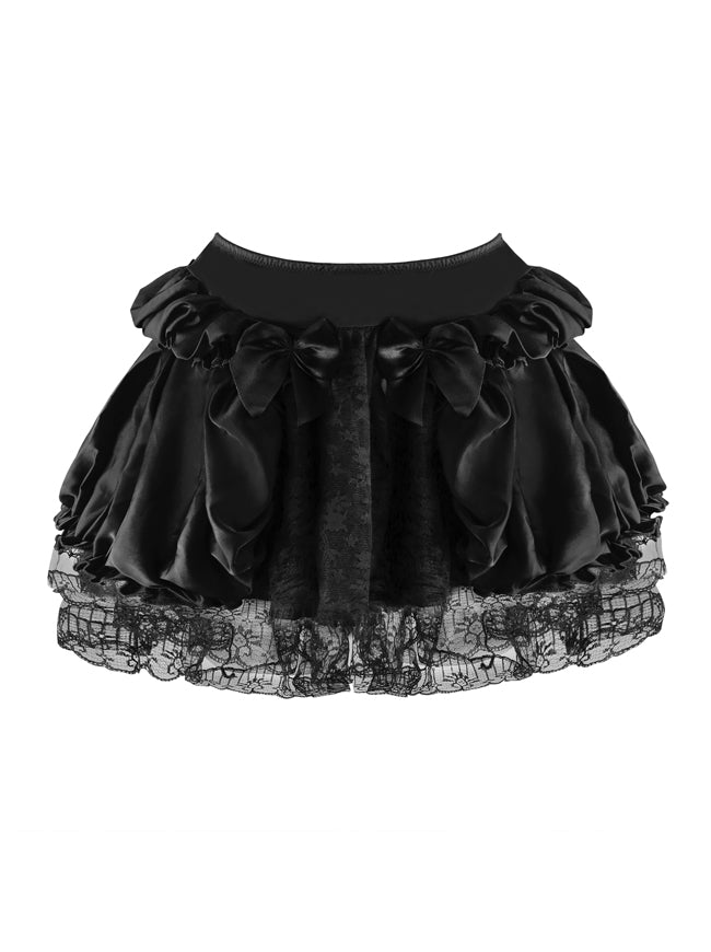 Vintage Ruffle Lace Satin Tutu Skirt Dancing Petticoat Main View