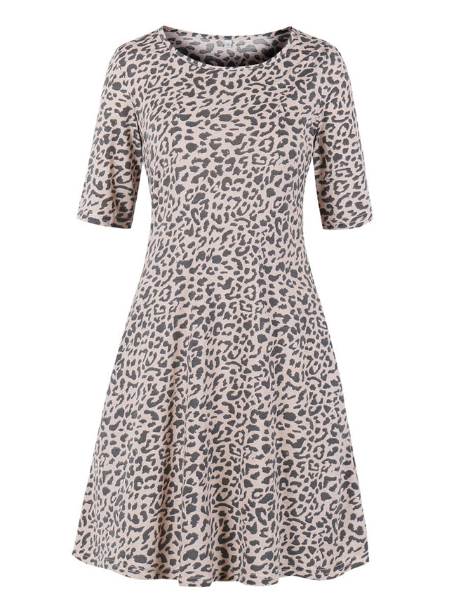 Womens Fashion Spring Summer Casual T Shirt Short Sleeve Swing Dress Front View