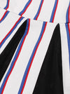 Women Vintage Style Striped Sleeveless Knee Length Semi Formal Dress Detail View