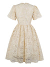 Short Sleeves Elegant Lace Swing Cocktail Bridesmaid Dress