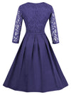 Elegant Lace Floral Fit and Flare Style Evening Dating Dress for Women Back View