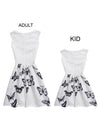 Black Butterfly Sleeveless Fit-And-Flare Birthday Party Dress White Mom and Me Size 10-12 Back View