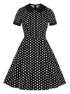 Vintage Style Lapel Elegant Polka Dots Casual Party Swing Dress