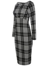Casual Long Sleeve Striped Work Office Business Pencil Dress