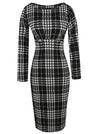 Casual Long Sleeve Striped Work Office Business Pencil Dress