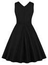 Elegant Vintage V-Neck Floral Backless Cocktail Swing Dress