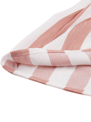 Empire Waist Full Circle Skirt Plain Striped Pink Pleated Spaghetti Straps Maxi Dress Detail View