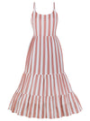 Summer Dress Striped Bohemian Spaghetti Strap Sundress with Pockets