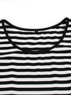 Black Striped Color Block Empire Waist Pin Up Business Work Dress for Women Detail View