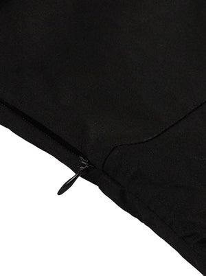 Solid Style Black Plain Puffy Vintage Cotton Summer Dress for Women Detail View