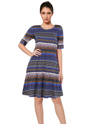 Summer Casual T Shirt Dresses Print Short Sleeve Loose Dress with Pockets