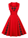 Fashion Casual Plaid Patchwork Cocktail Christmas Party Dress
