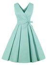 Vintage 1950s Style Pleated Casual Cocktail Swing Dress Main View