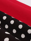 Vintage Style Black White Polka Dot Print A-Line Lovely Pleated Rockabilly Skirt for Women Detail View