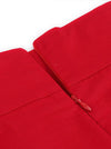 Classic Cotton A-Line Knee Length Christmas Business Red Skirt with Buttons For Women Detail View