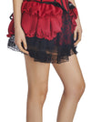 Red Floral Satin Ruffled Dance Lace Trim Short Petticoat Fancy Ball Skirts for Women Side View