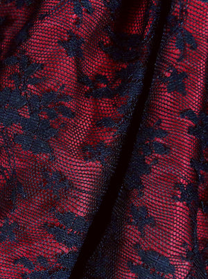 Black and Red Ruffle Petticoat Satin Skirt with Laces Bow Summer Dress for Women Detail View