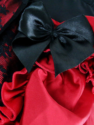 Cute Flouncy Ruffle Red and Black Bow Petticoat Bowknots Halloween Celebration Party Dress Detail View