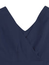 Womens Elegant Deep Wrap V-Neck Sleeveless Wedding Guest Dress Dark Blue Detail View