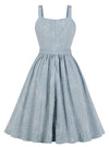 Vintage Cocktail Blue High Waist Knee Length Evening Spaghetti Strap Prom Dress Detail View