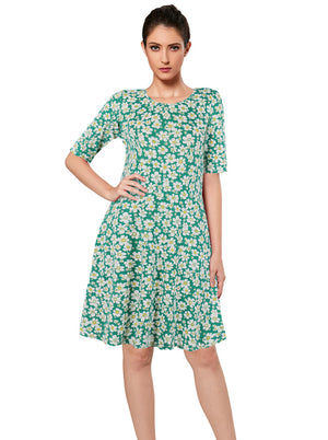 Summer Casual T Shirt Dresses Short Sleeve Floral Print Loose Dress Pockets