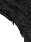 Womens Black Vintage Floral Lace Fit and Flare Style Pin Up Guest Wedding Dress Detail View