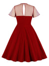 Red 50 Inspired Semi Formal Women A-Line Pleated Swing Dress Back View