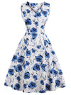 Casual 1950's Vintage Floral Print Spring Summer Dress Main View