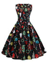 Sleeveless Vintage Fit and Flare Holiday Party Christmas Dress Main View