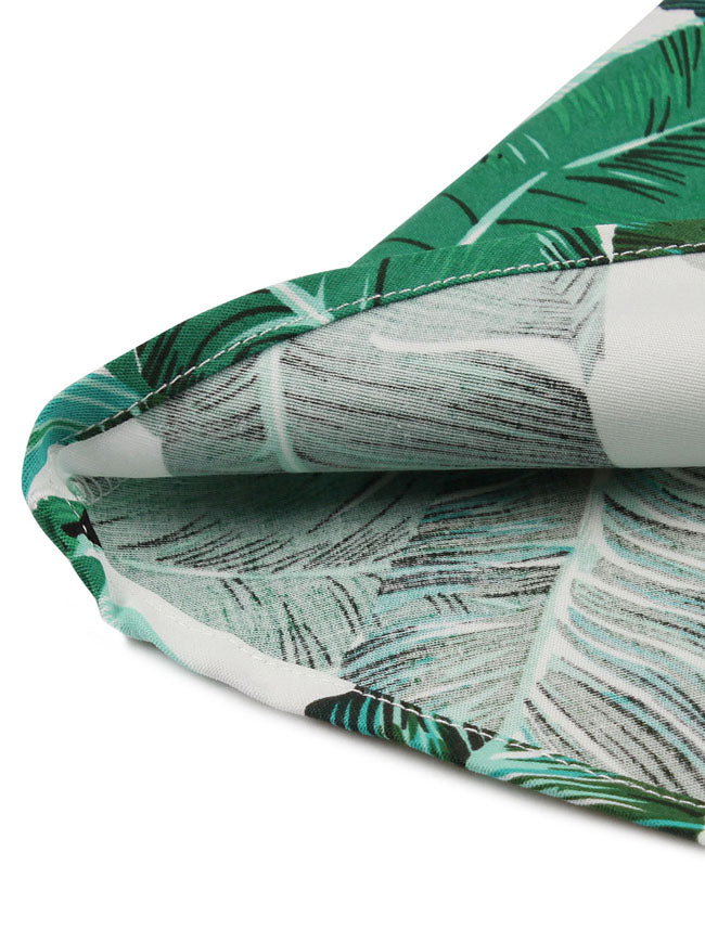 White and Green Cocktail Rockabilly Sleeveless Printed Vintage Audrey Style Dress Detail View