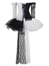Masquerade Set Steampunk Overbust Lace Up Corset Puffy Tulle Skirt for Women Back View