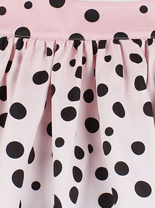 Black White Polka Dots Floral 1950s Inspired High Waisted Full Circle Skirts for Womens Detail View
