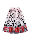 Vintage Casual High Waisted A-Line Rose Pollka Dots Printed Flare Skirt Main View