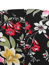 Colorful Vintage Flower Print Round Neck Fashion Rockabilly Black Evening Club Wear Midi Dress for Women Detail View