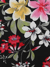 Women Classy Retro Classic Floral Valentine's Gift Half Sleeve Round Neck Knee Length Black Dress Detail View