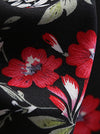 Colorful Women 1950 Vintage Classic Look Retro Flower Pattern Cocktail Knee Length Dress With Black Bow-Knot Detail View