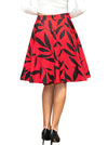 Retro Rockabilly Knee Length Leaf Print Flare Skirt
