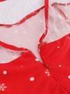 Vintage Round Neck Christmas Short Sleeves Pleated Tea Length Going Out Shopping Dress Detail View