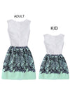 Jacquard Sleeveless A-Line Party Floral Print Casual Dress with Zipper for Adult and Child