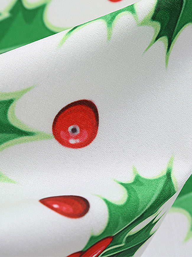 Elegant Sleeveless Fit and Flare Puffy Swing Casual Party Dress Green and Red for Women Detail View