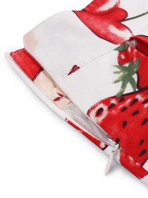 Sweetheart Cute Strawberry Print A-line Flared Pleated Skirt