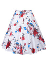 Knee Length Flare Rose Floral A Line Full Circle Skirt