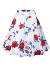 Knee Length Flare Rose Floral A Line Full Circle Skirt